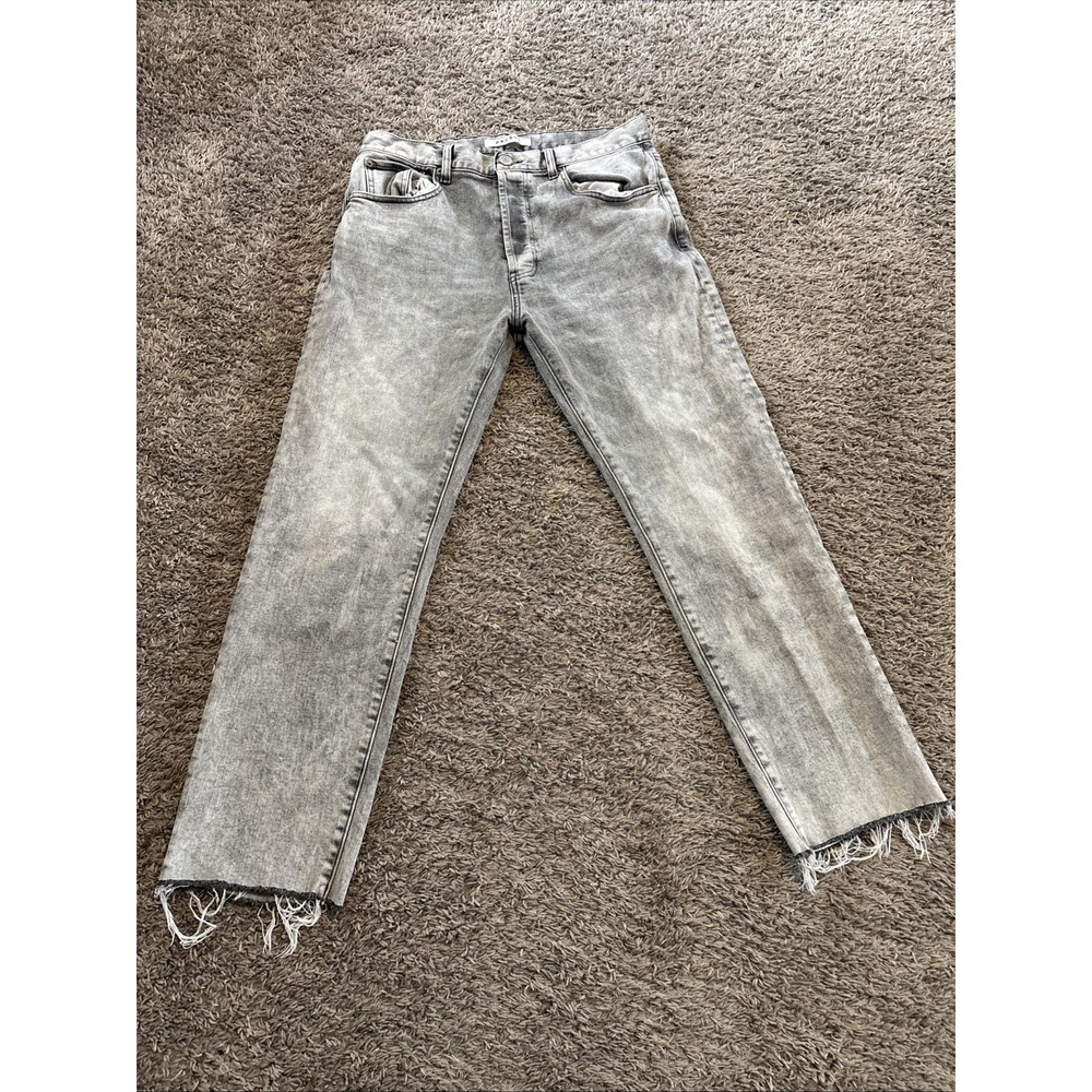 PacSun Jeans Mens Vintage Loose Button Fly Blue Distressed Light Wash Raw Hem 30